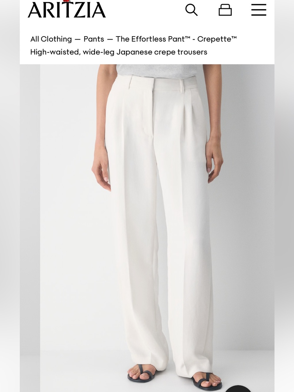 Aritzia Wilfred Wide Leg Cream Trousers Dress Pant
